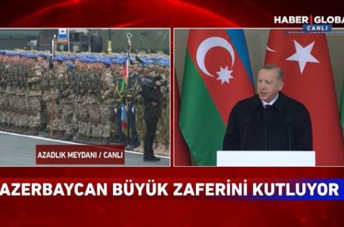 Türkiyə prezidenti tarixi paradda çıxış edib - VİDEO