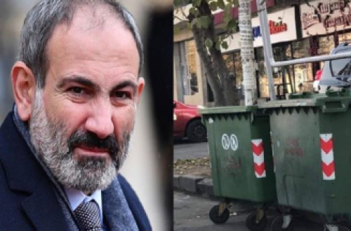 Zibil qablarının üzərində Paşinyana TƏHQİR yazıdılar - FOTOLAR