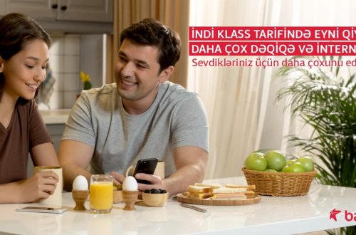 “Bakcell”in Klass tariflərində eyni qiymətə daha çox dəqiqə və internet