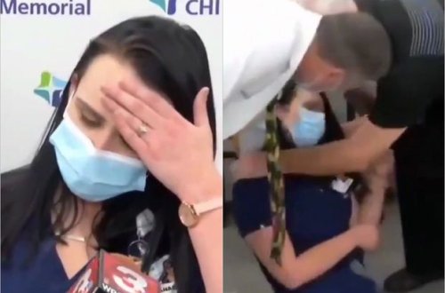 В США медсестра упала в обморок сразу после введения вакцины от COVID-19 - ВИДЕО