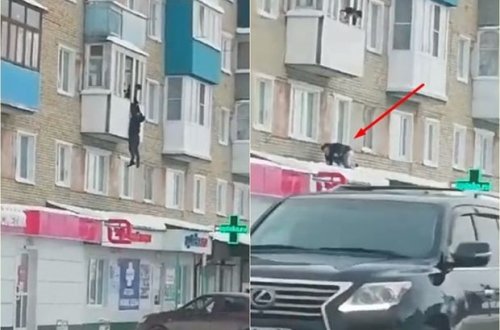 Gənc oğlanın sevgilisinin evindən qaçış anı - VİDEO