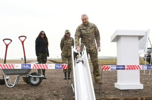 İlham Əliyev və Mehriban Əliyeva Füzuli hava limanının təməlqoyma mərasimində - FOTO