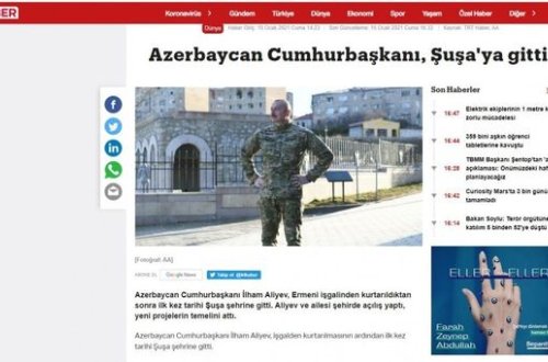 İlham Əliyevin Şuşaya səfəri Türkiyə mediası tərəfindən geniş işıqlandırılıb - FOTO