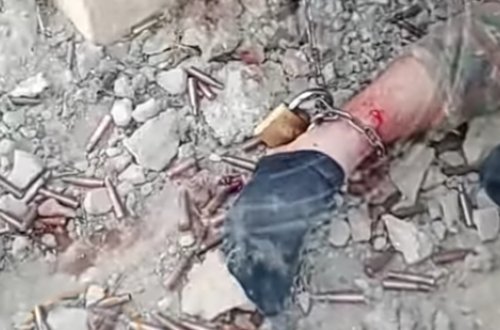 Erməni əsgərinin ayağında 300 metrlik ZƏNCİR... - Hərbçimiz gördüklərindən DANIŞDI