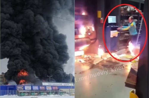 Əli baltalı kişi ticarət mərkəzinə girərək, müəssisəni yandırdı – ANBAAN VİDEO