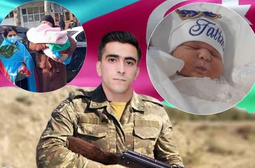 Yeni dogulmuş şəhid qızı atasını ziyarət etdi-FOTO