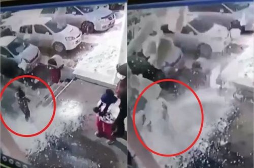 Balaca uşaq “qar uçqununun” altında qaldı - VİDEO