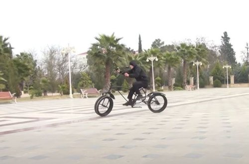 Salyanda qeyri-adi velosiped - VİDEO