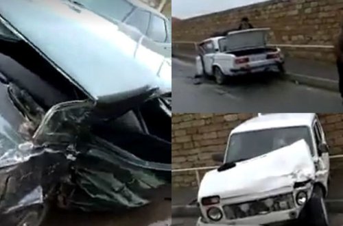 В Баку столкнулись три автомобиля марки ВАЗ, есть пострадавший - ВИДЕО