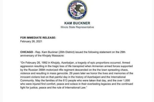 ABŞ-ın daha bir konqresmenindən Xocalı soyqırımının 29-cu ildönümü ilə əlaqədar BƏYANAT