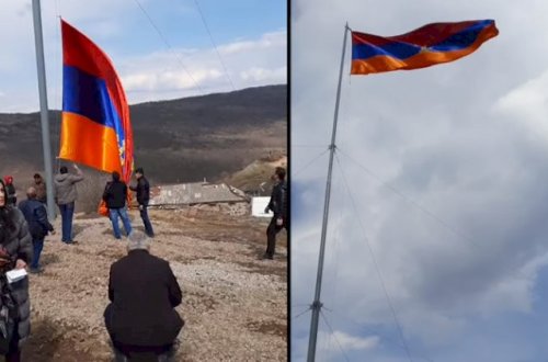 Ermənilər Şurnuxda  30 metrlik bayraq qaldırdı – Video