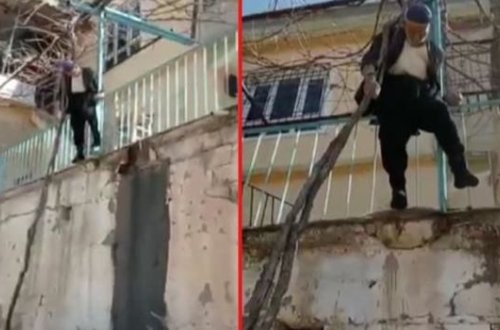 Budamaq istədiyi ağacdan asılı qaldı – VİDEO