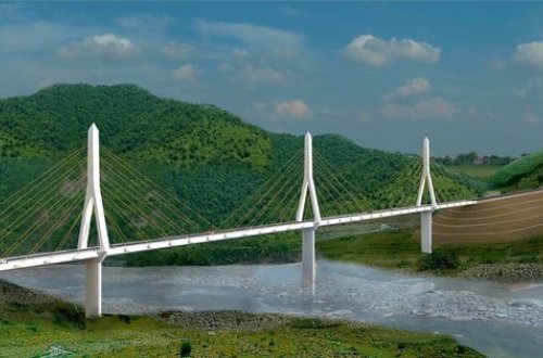 Ağsuçay üzərində asma körpü inşa edilir - FOTO