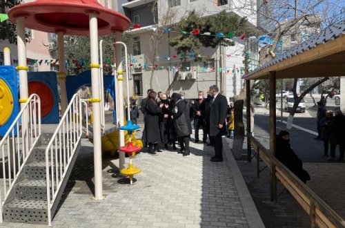 Nəsimi rayonunda Şəhid Nicat Tarıverdiyevin valideynlərinin yaşadığı həyət abadlaşdırdı