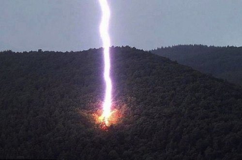 İldırım ağacı “milyon hissəciyə bölərək” bir anda yox etdi - FOTO