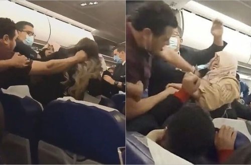 İstanbula yollanan təyyarədə əlbəyaxa dava: Kişi qadının saçını yoldu - VİDEO