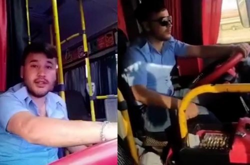 Bakıda “TikTok”a video çəkən avtobus sürücüsü insanların həyatını təhlükəyə atır - VİDEO