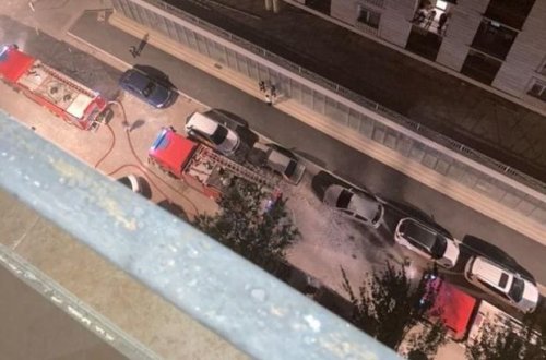 Bakıda yaşayış binasının həyətində yanğın baş verib - FOTO/VİDEO