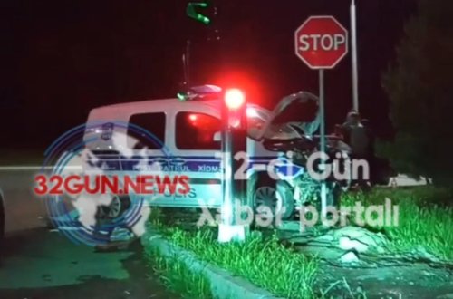 Gəncədə polis qəzaya düşdü (VİDEO)