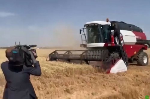 Özbəkistan prezidenti kombayn sürdü – VİDEO