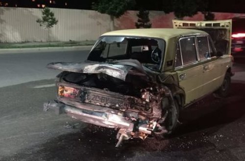 В Гяндже произошло ДТП, сгорел автомобиль - ФОТО