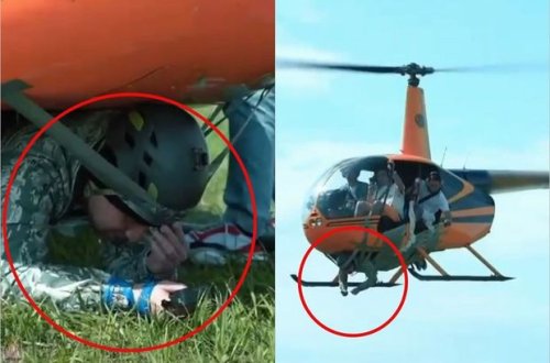“Like” toplamaq üçün kişini helikopterin gövdəsinə bağlayaraq havaya qaldırdı - VİDEO