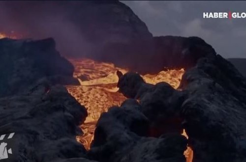 İslandiyada vulkanik dağdan axan lava görənləri qorxutdu – VİDEO
