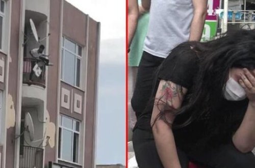 Sevgilisini döyən Hüseyn özünü eyvandan ATDI- VİDEO