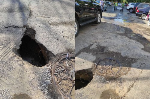 Bakıda yol bir həftə ərzində ikinci dəfə çökdü - FOTO