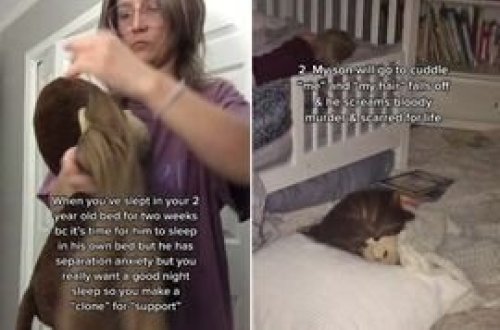 Onsuz yata bilməyən uşağını QEYRİ-ADİ yolla yatızdırıb MƏŞHUR OLDU - FOTO