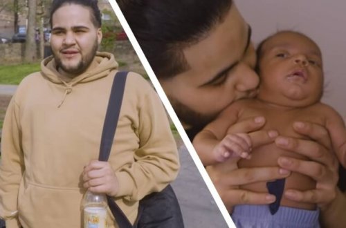 Kişi qarın ağrısıyla ayaqyoluna girdi, qucağında uşaqla çıxdı - FOTO