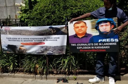 Nyu-Yorkda azərbaycanlı jurnalistlərin ölümü ilə bağlı aksiya keçirildi - FOTO