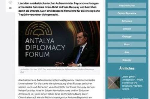 “TRT Deutsch” Ermənistan şirkətlərinin Azərbaycan ərazilərini çirkləndirməsinə dair məqalə dərc edib