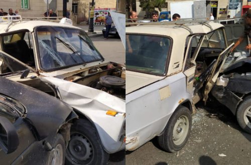 Gəncədə iki avtomobili toqquşub