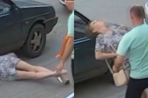 Qadını yumruqla vurdu: uşağının yanında huşunu itirdi - VİDEO