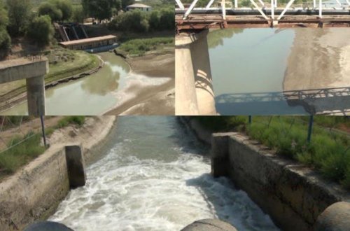 Kür çayında suyun səviyyəsi sürətlə azalır - FOTO