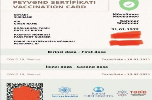 “Peyvənd sertifikatı” müddətsiz olacaq - BİRGƏ MƏLUMAT
