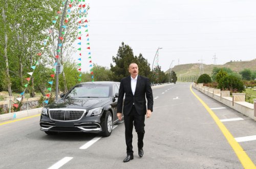 İlham Əliyev Goranboyda avtomobil yolunun açılışında iştirak edib - YENİLƏNİB/FOTO