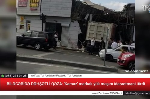 BİLƏCƏRİDƏ DƏHŞƏTLİ QƏZA: 'Kamaz' markalı yük maşını idarəetməni itirdi - ÖZƏL (VİDEO)