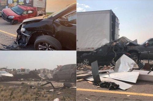 Toz fırtınasına görə yolda qətliam kimi qəza: 20 maşın bir-birinə girdi - FOTO/VİDEO