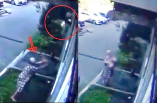 Qadın eyvandan yıxılan uşağı havada tutdu - VİDEO