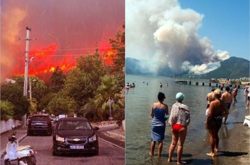 Bodrumda yanğın söndürüldü, turistlər hotellərinə qayıtdı
