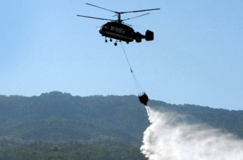Ağsudakı yanğının söndürülməsinə helikopter cəlb olundu