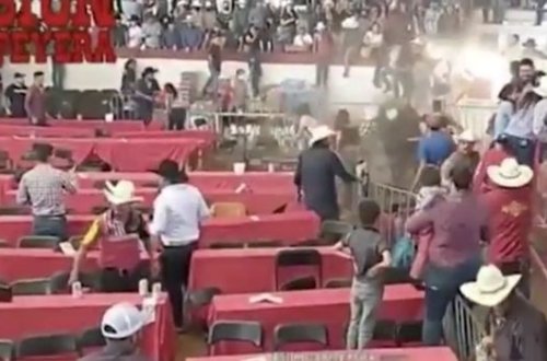 Qəzəbli öküz hasarı dağıdıb tamaşaçılara hücum etdi - VİDEO