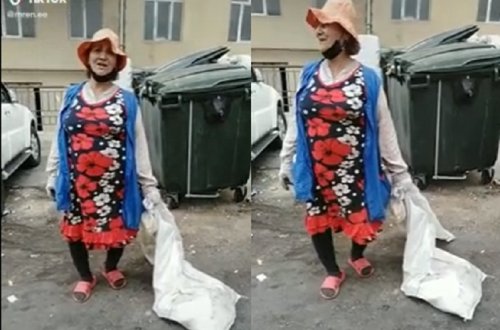 Bakıda süpürgəçi qadının ifası eşidənləri heyrətləndirdi - VİDEO
