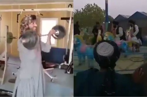 Taliblərin idman zalında və parklardakı əyləncələrindən görüntülər - VİDEO