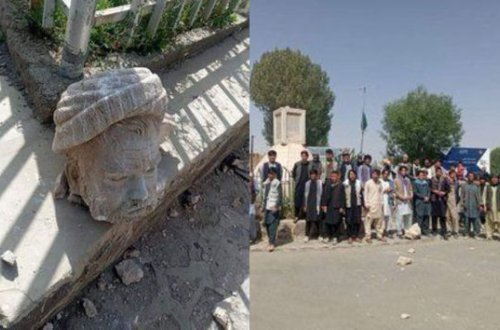 Əfqanıstanda həzəra xalqının nüfuzlu siyasi liderinin abidəsi “Taliban” tərəfindən dağıdılıb - FOTO