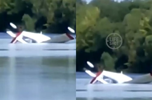 Rusiyada amfibiya-təyyarə Moskva çayına düşdü - VİDEO