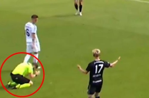 Səhv fit çalan hakim meydanda ağladı - FOTO