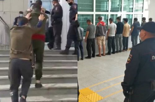 Moskvada miqrantların yumruq-təpik davası kameraya düşdü - VİDEO